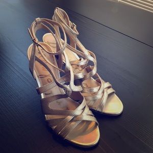 Sam Edelman Heels - leather upper.  Platinum tone.